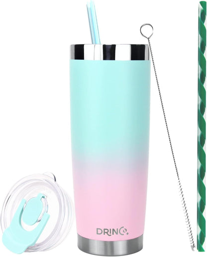 20 oz Stainless Steel Tumbler | Double Walled Vacuum Insulated Mug With Lid, 2 Straws, For Hot & Cold Drinks (20oz Island Pink, 20oz)