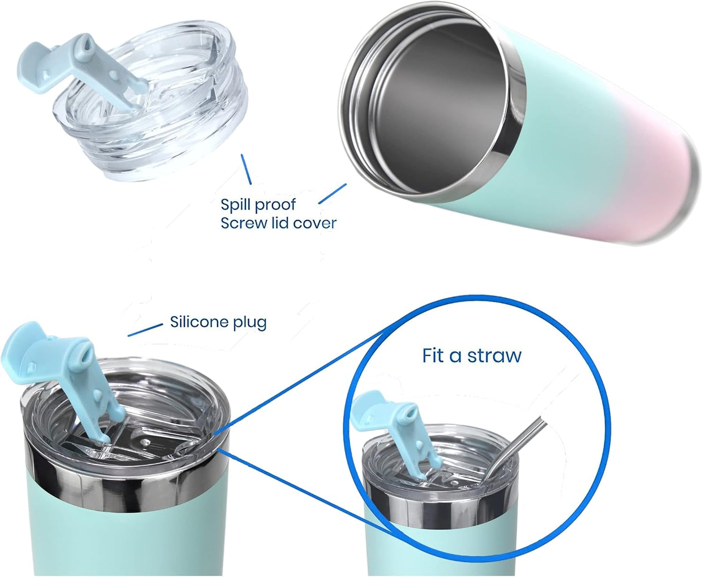 20 oz Stainless Steel Tumbler | Double Walled Vacuum Insulated Mug With Lid, 2 Straws, For Hot & Cold Drinks (20oz Island Pink, 20oz)