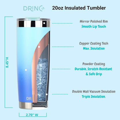 20 oz Stainless Steel Tumbler | Double Walled Vacuum Insulated Mug With Lid, 2 Straws, For Hot & Cold Drinks (20oz Island Pink, 20oz)