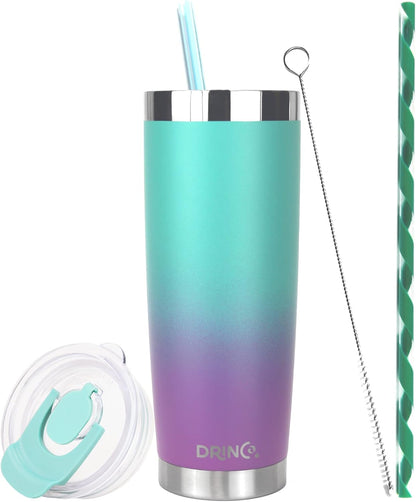 20 oz Stainless Steel Tumbler | Double Walled Vacuum Insulated Mug With Lid, 2 Straws, For Hot & Cold Drinks (20oz Island Pink, 20oz)