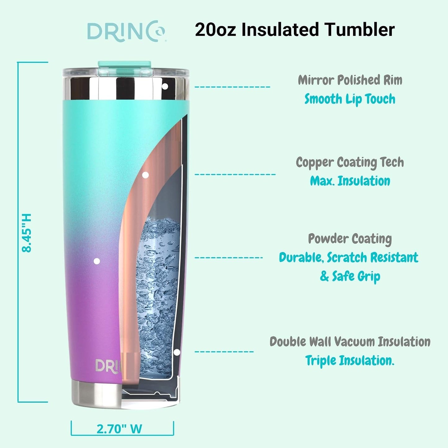 20 oz Stainless Steel Tumbler | Double Walled Vacuum Insulated Mug With Lid, 2 Straws, For Hot & Cold Drinks (20oz Island Pink, 20oz)