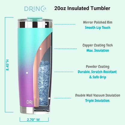 20 oz Stainless Steel Tumbler | Double Walled Vacuum Insulated Mug With Lid, 2 Straws, For Hot & Cold Drinks (20oz Island Pink, 20oz)