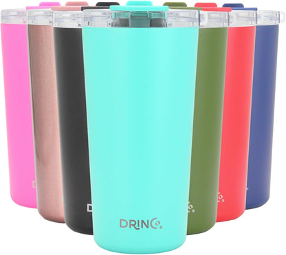 20 oz Stainless Steel Tumbler | Double Walled Vacuum Insulated Mug With Lid, 2 Straws, For Hot & Cold Drinks (20oz Island Pink, 20oz)
