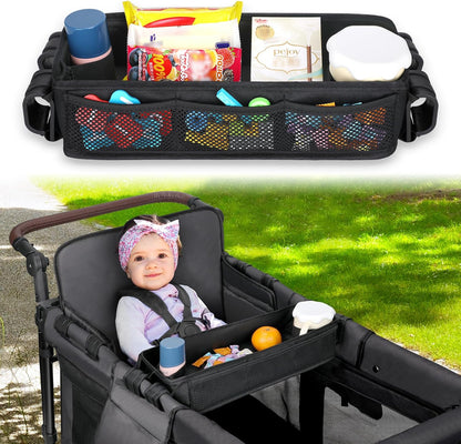 Stroller Snack Tray Attachment - Universal Stroller Snack Tray for Wonderfold Wagon W4 Accessories - Snack Tray for Kids - Easy to Clean Stroller Wagon Snack Tray with Cup Holder (L (W2 Model))