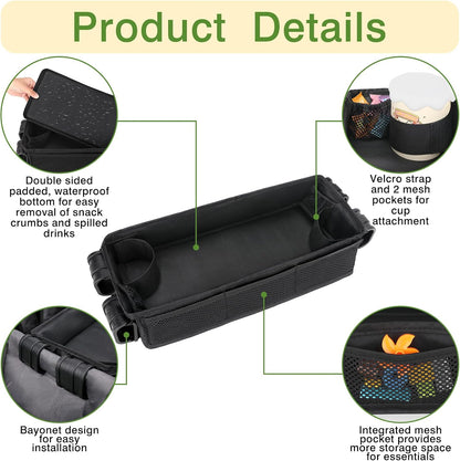 Stroller Snack Tray Attachment - Universal Stroller Snack Tray for Wonderfold Wagon W4 Accessories - Snack Tray for Kids - Easy to Clean Stroller Wagon Snack Tray with Cup Holder (L (W2 Model))