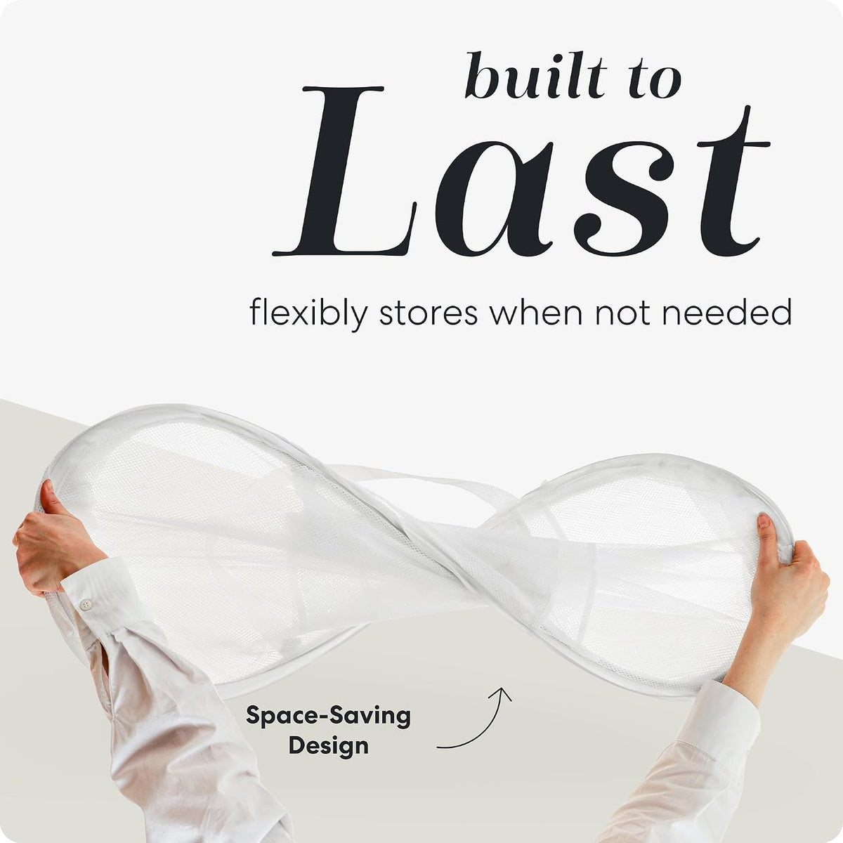 Collapsible Laundry Basket, 3-Compartment Mesh Laundry Sorter, Foldable Pop Up Hamper with Handles, Space-Saving Durable Organizer for Dorm, Bedroom, Travel, White