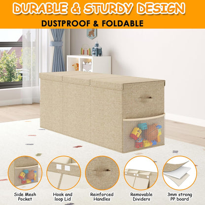 150L Extra Large Toy Storage Box with Lid, Foldable Toy Chest Organizer