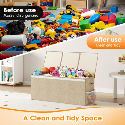 150L Extra Large Toy Storage Box with Lid, Foldable Toy Chest Organizer