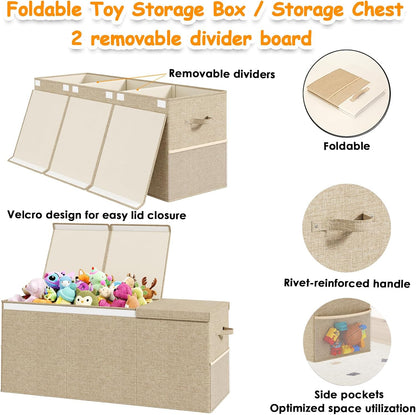 150L Extra Large Toy Storage Box with Lid, Foldable Toy Chest Organizer