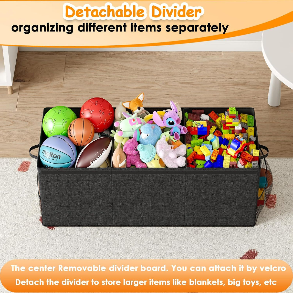 150L Extra Large Toy Storage Box with Lid, Foldable Toy Chest Organizer
