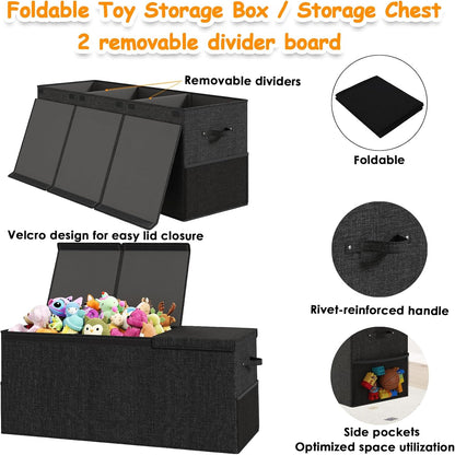 150L Extra Large Toy Storage Box with Lid, Foldable Toy Chest Organizer