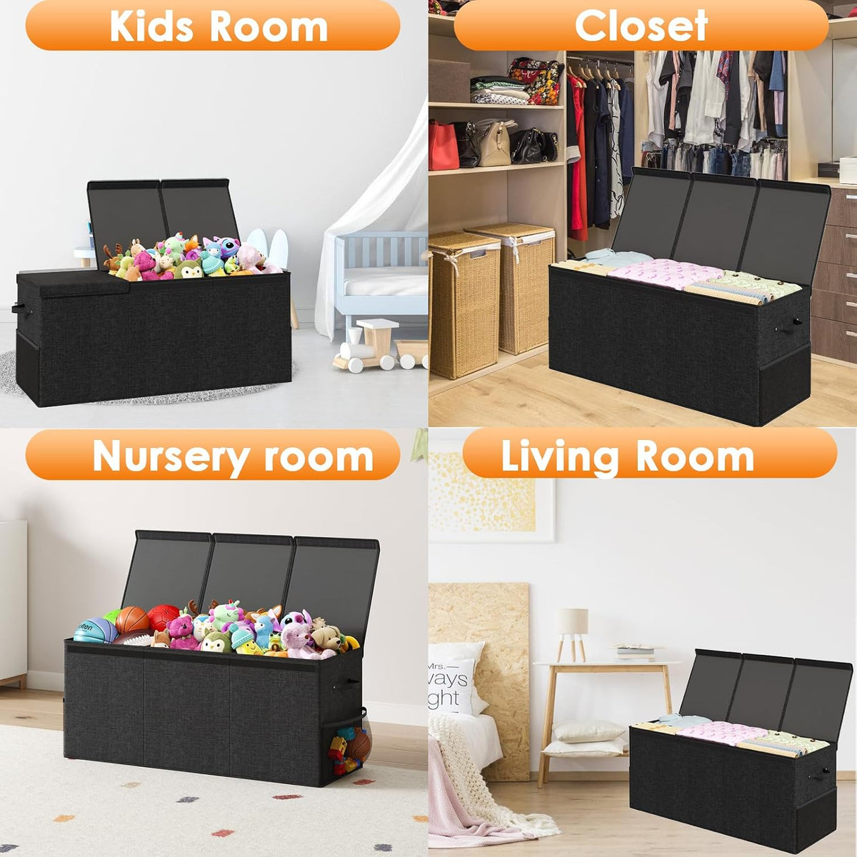 150L Extra Large Toy Storage Box with Lid, Foldable Toy Chest Organizer