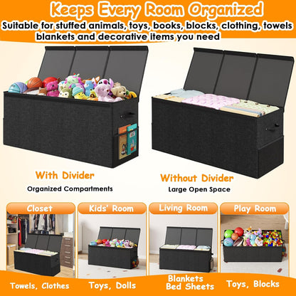 150L Extra Large Toy Storage Box with Lid, Foldable Toy Chest Organizer