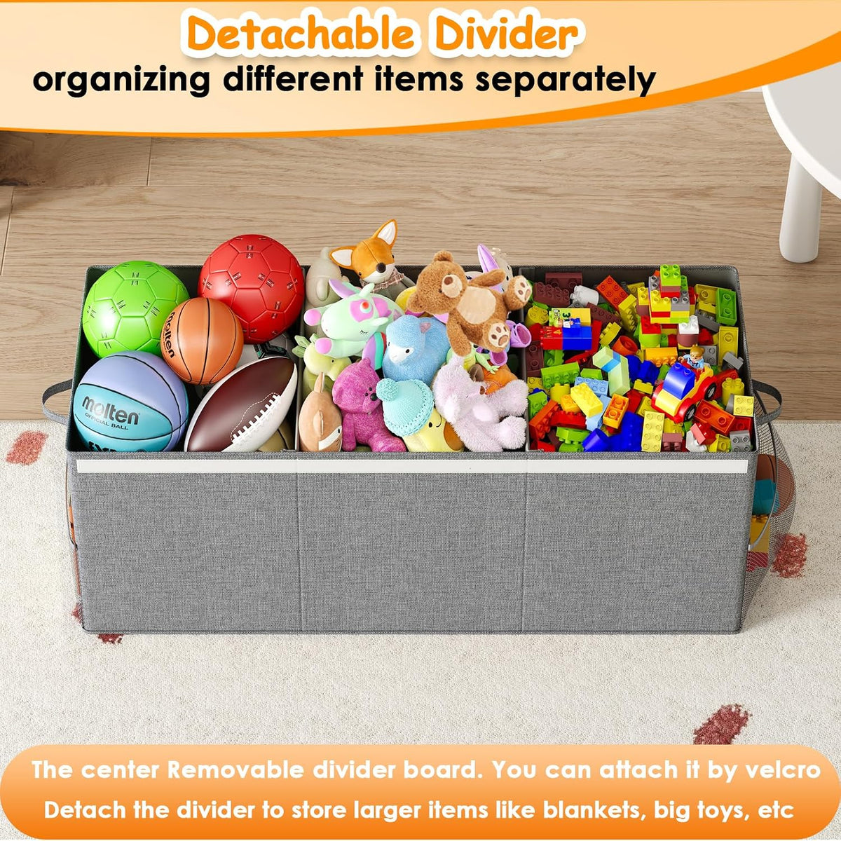 150L Extra Large Toy Storage Box with Lid, Foldable Toy Chest Organizer