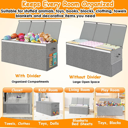 150L Extra Large Toy Storage Box with Lid, Foldable Toy Chest Organizer