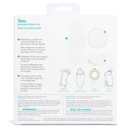 ® Toss™ Portable Disposable Diaper Pail, Holds up to 30 Newborn Diapers, 1 Pack, White