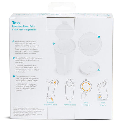 ® Toss™ Portable Disposable Diaper Pail, Holds up to 30 Newborn Diapers, 1 Pack, White