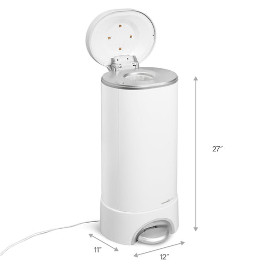 Baby UV Diaper Pail, #1 in Odor Control, Step Pedal, White