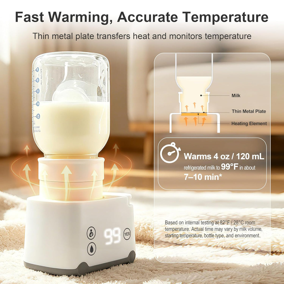 Portable Baby Bottle Warmer for Travel, Accurate Temperature Control