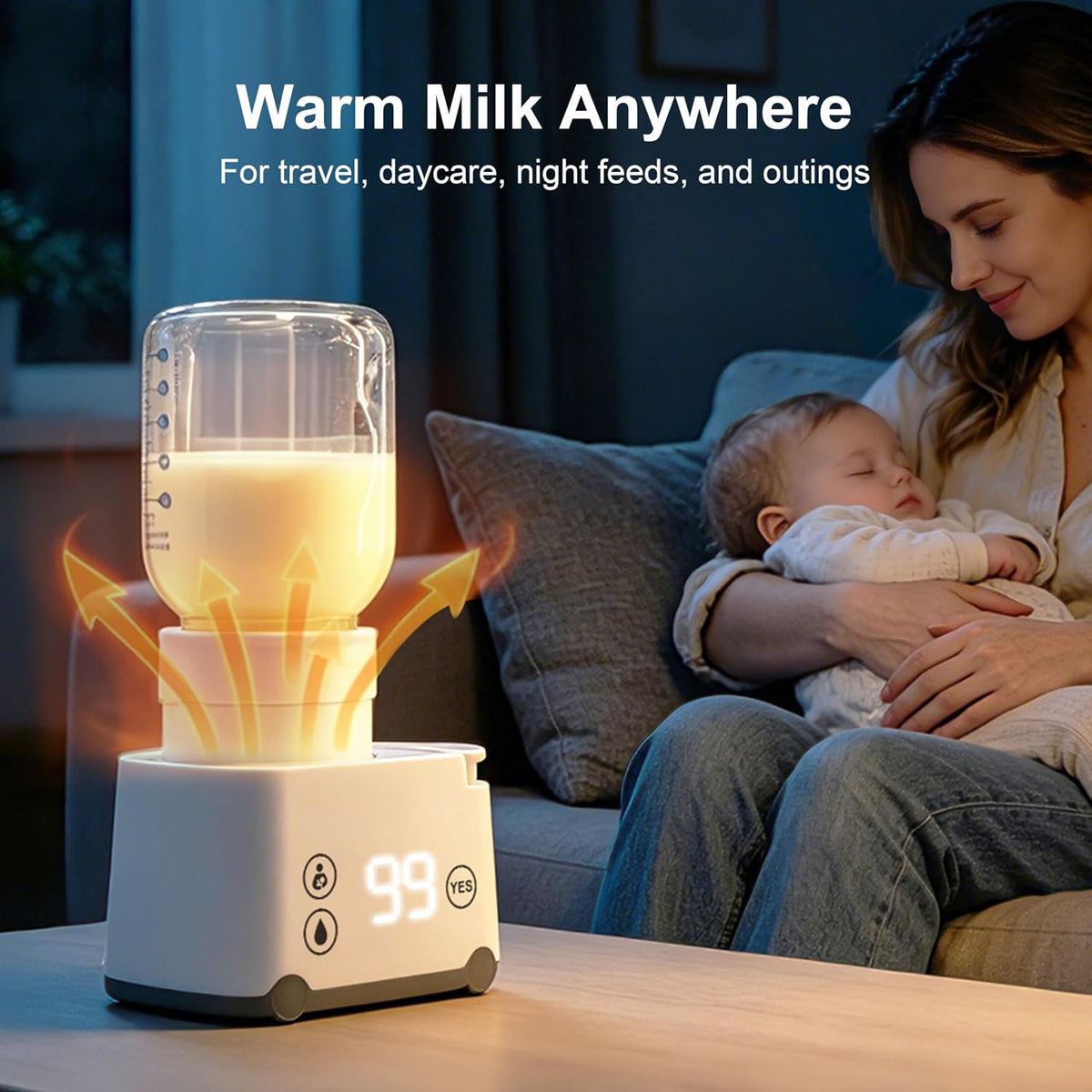 Portable Baby Bottle Warmer for Travel, Accurate Temperature Control