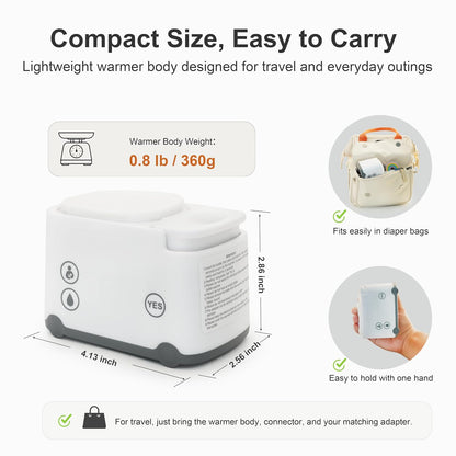 Portable Baby Bottle Warmer for Travel, Accurate Temperature Control