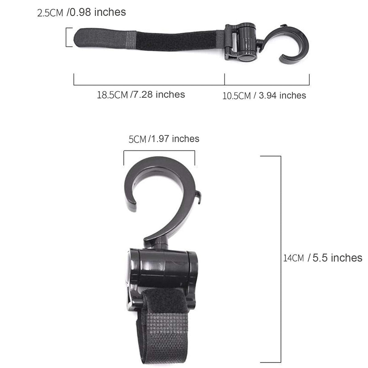 Stroller Hooks for Hanging Diaper Bags Baby Stuff Organizer Groceries Purse Mommy Hook Stroller Accessories for Mom When Jogging Walking or Shopping Pack of 2-Black