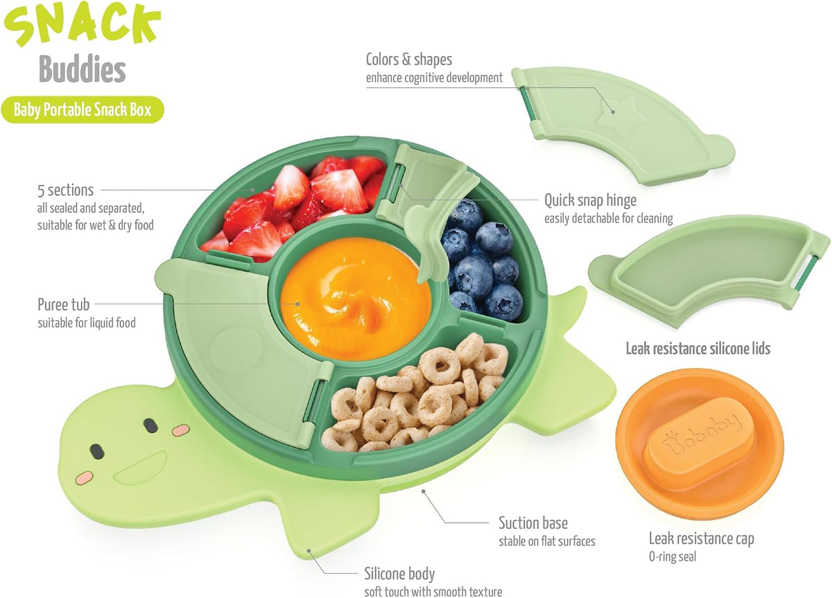 Silicone Snack Containers for Kids | Toddler Snack Box 5 Compartment