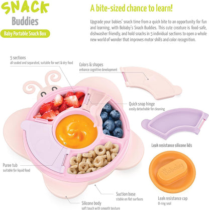 Silicone Snack Containers for Kids | Toddler Snack Box 5 Compartment