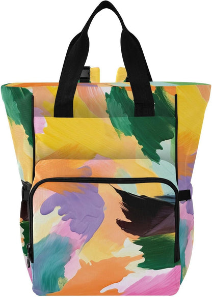 Diaper Bag Backpack, Multifunction Travel Bag for Moms Dads, Baby Changing Bag with Insulted Pockets, Stroller Straps and Side Bottle Pockets Sunset Wash Pattern