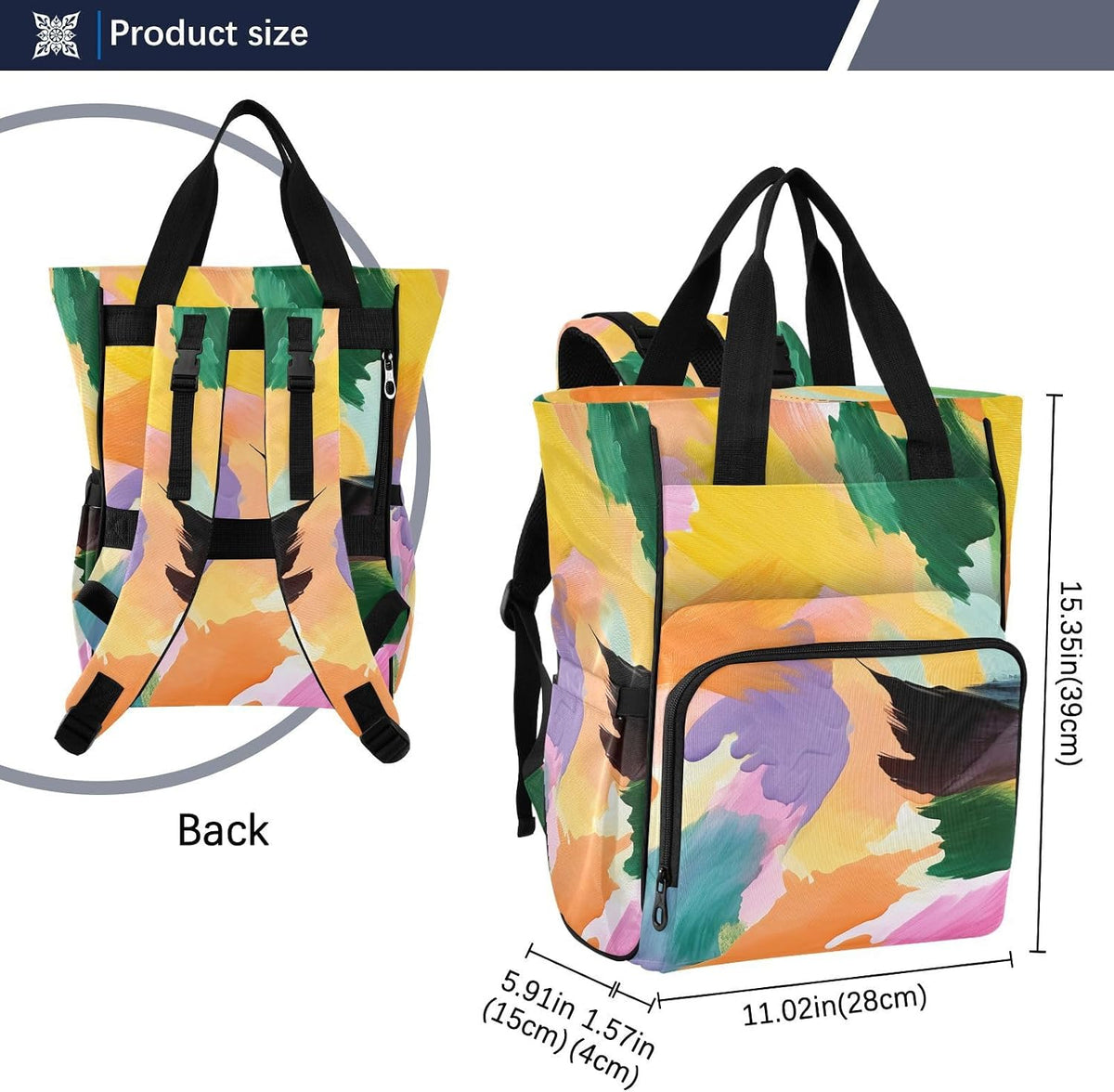 Diaper Bag Backpack, Multifunction Travel Bag for Moms Dads, Baby Changing Bag with Insulted Pockets, Stroller Straps and Side Bottle Pockets Sunset Wash Pattern