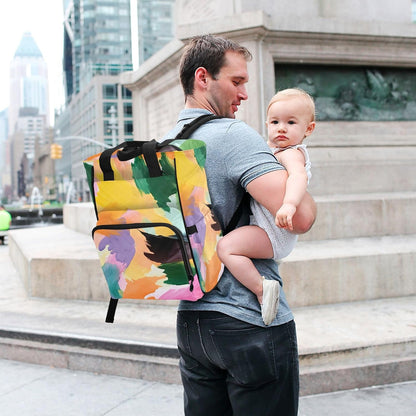 Diaper Bag Backpack, Multifunction Travel Bag for Moms Dads, Baby Changing Bag with Insulted Pockets, Stroller Straps and Side Bottle Pockets Sunset Wash Pattern