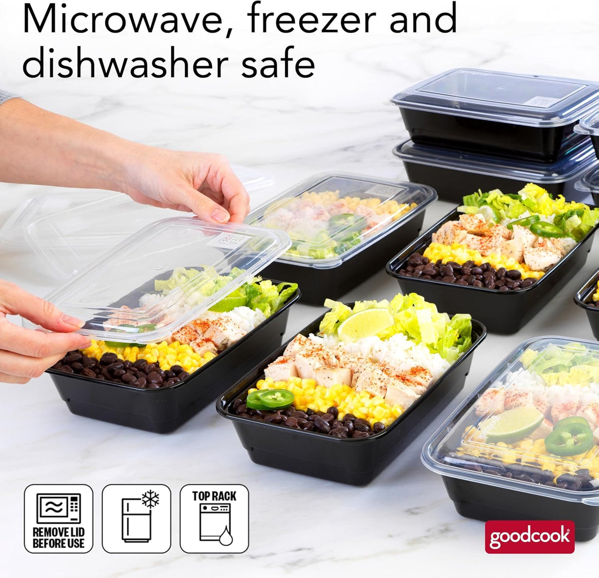 Meal Prep Containers, Single Compartment 10-Pack