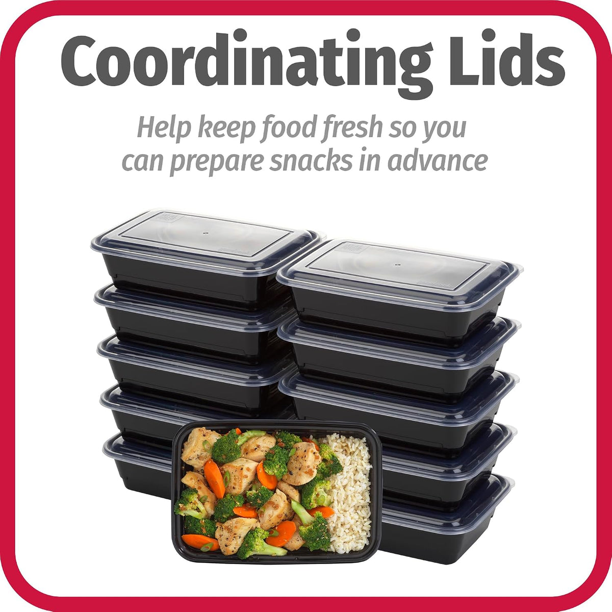 Meal Prep Containers, Single Compartment 10-Pack