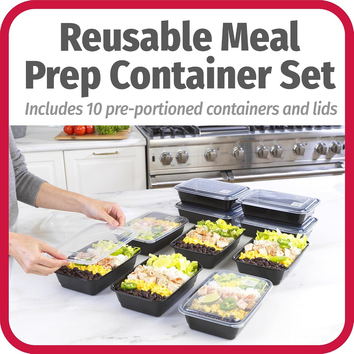 Meal Prep Containers, Single Compartment 10-Pack