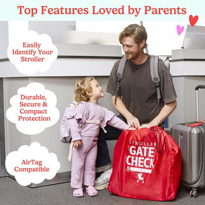 J.L. Childress Gate Check Travel Bag for Compact-Fold Strollers, Red