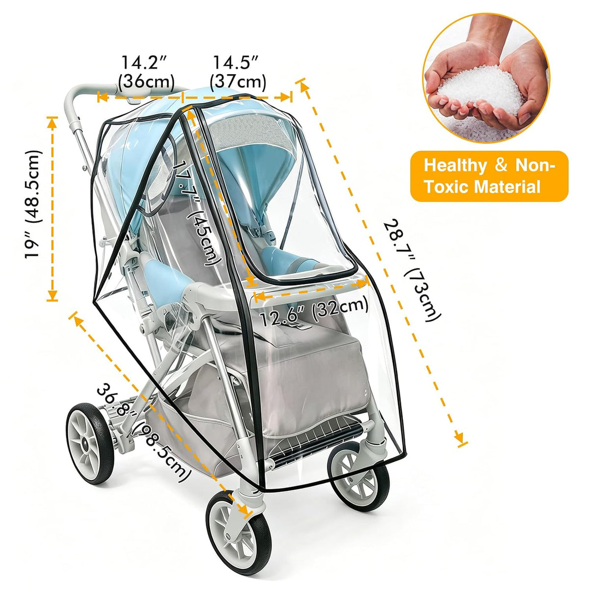 Stroller Rain Cover, Universal, All-Seasons Weather Shield Breathable,Warm