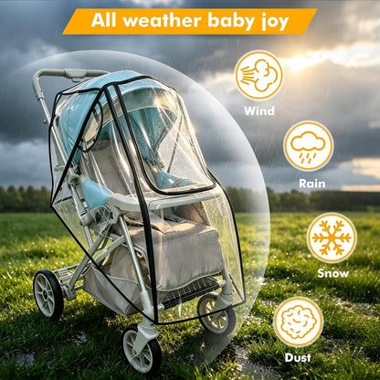 Stroller Rain Cover, Universal, All-Seasons Weather Shield Breathable,Warm