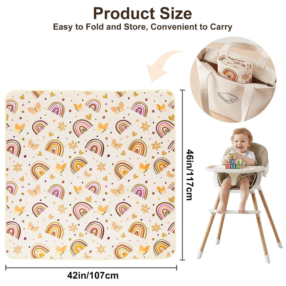 Splat Mat for Under High Chair, Waterproof & Mess-Proof Floor Mat