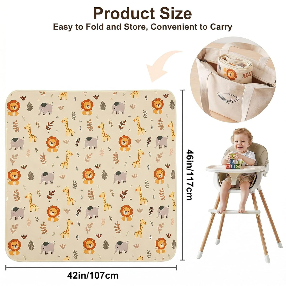Splat Mat for Under High Chair, Waterproof & Mess-Proof Floor Mat