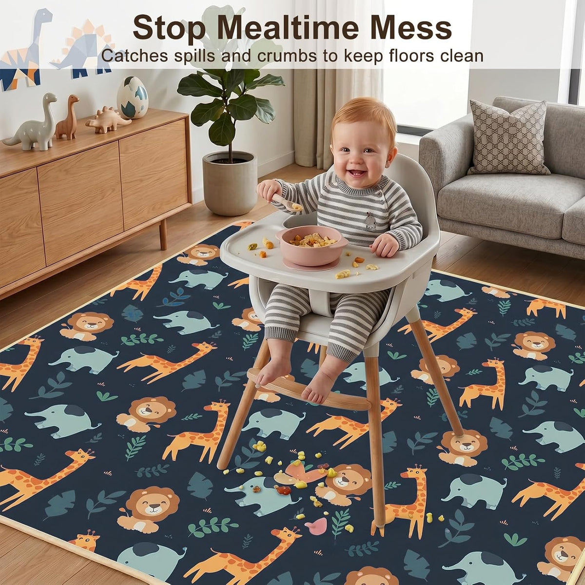 Splat Mat for Under High Chair, Waterproof & Mess-Proof Floor Mat