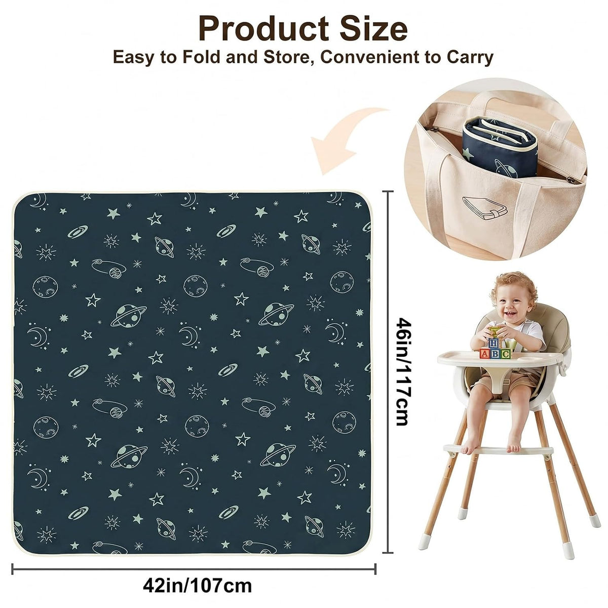Splat Mat for Under High Chair, Waterproof & Mess-Proof Floor Mat