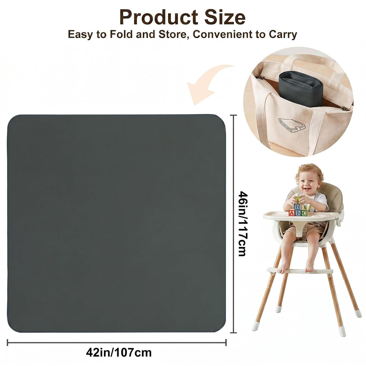 Splat Mat for Under High Chair, Waterproof & Mess-Proof Floor Mat