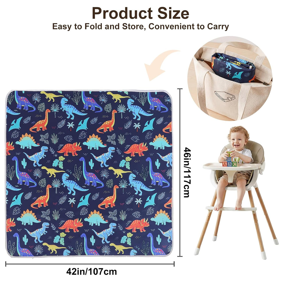 Splat Mat for Under High Chair, Waterproof & Mess-Proof Floor Mat