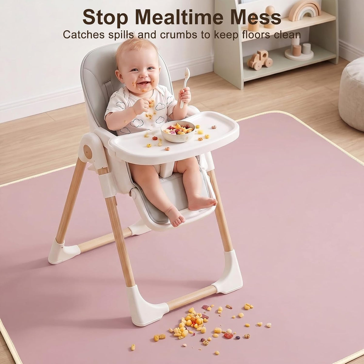 Splat Mat for Under High Chair, Waterproof & Mess-Proof Floor Mat