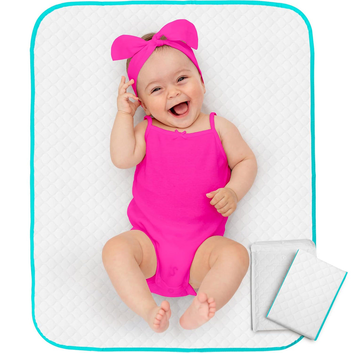 Changing Mat - Biggest Waterproof & Reusable Portable Changing Pad 25.5"x31.5" for Change Diaper in Any Places On the Go - Wipeable Compact Baby Change Cover Liner - Unisex Design for Girls & Boys