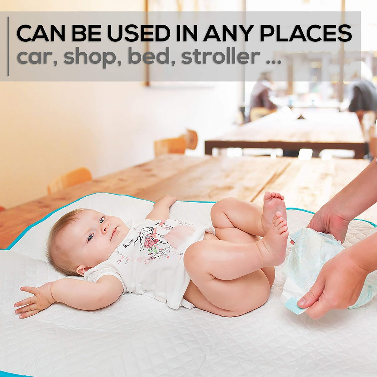 Changing Mat - Biggest Waterproof & Reusable Portable Changing Pad 25.5"x31.5" for Change Diaper in Any Places On the Go - Wipeable Compact Baby Change Cover Liner - Unisex Design for Girls & Boys