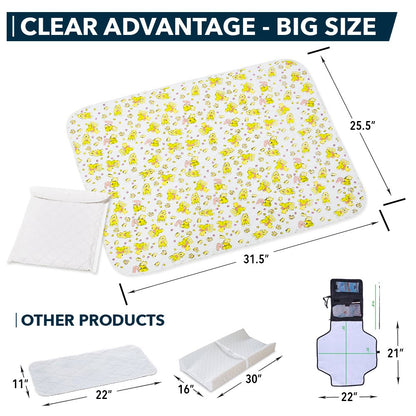 Changing Mat - Biggest Waterproof & Reusable Portable Changing Pad 25.5"x31.5" for Change Diaper in Any Places On the Go - Wipeable Compact Baby Change Cover Liner - Unisex Design for Girls & Boys