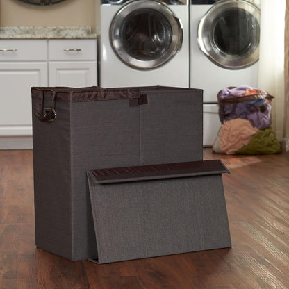 5620 Collapsible Single Laundry Hamper with Magnetic Lid - Grey