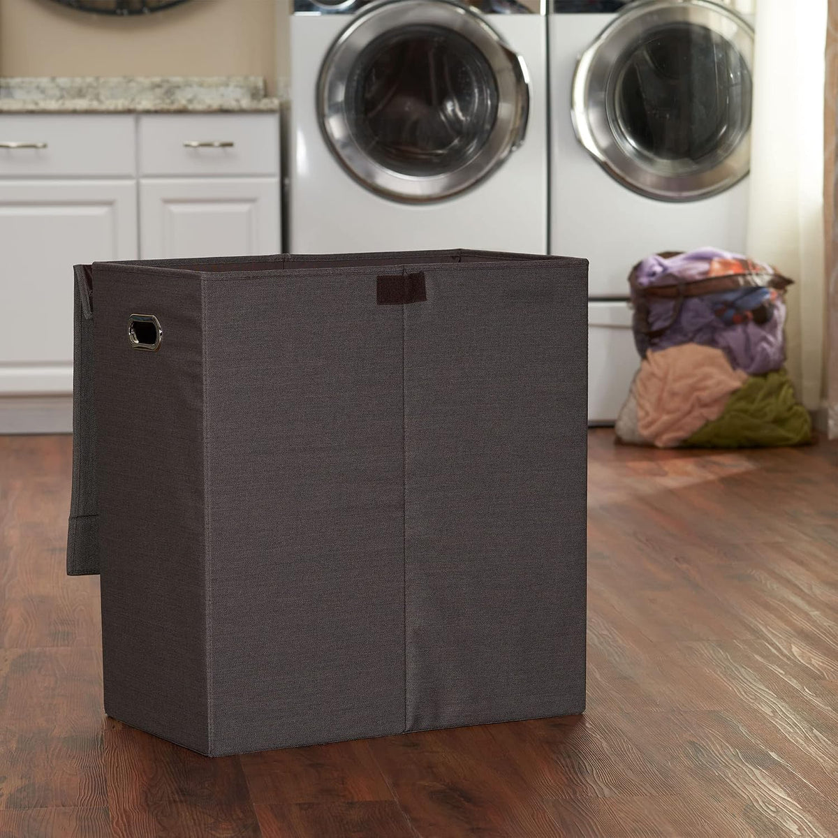 5620 Collapsible Single Laundry Hamper with Magnetic Lid - Grey