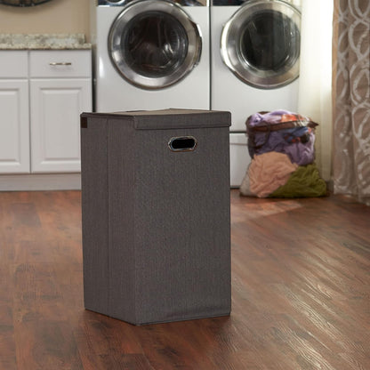 5620 Collapsible Single Laundry Hamper with Magnetic Lid - Grey